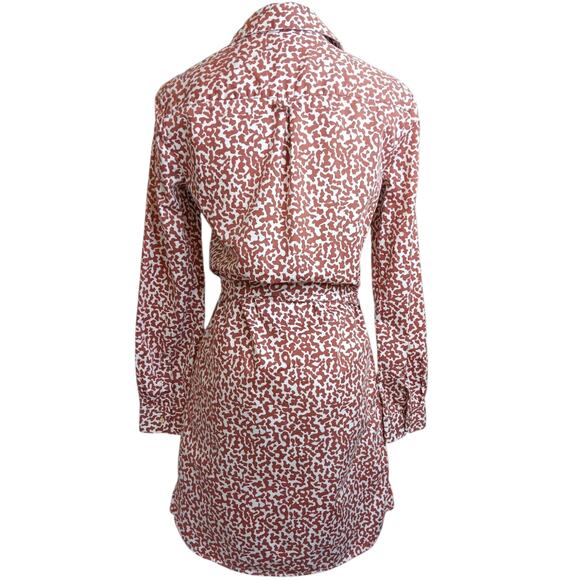 DIANE VONFURSTENBERG Laney Shirt Dress 6 Fresh Cotton Pockets Animal Print Snaps - Picture 15 of 15